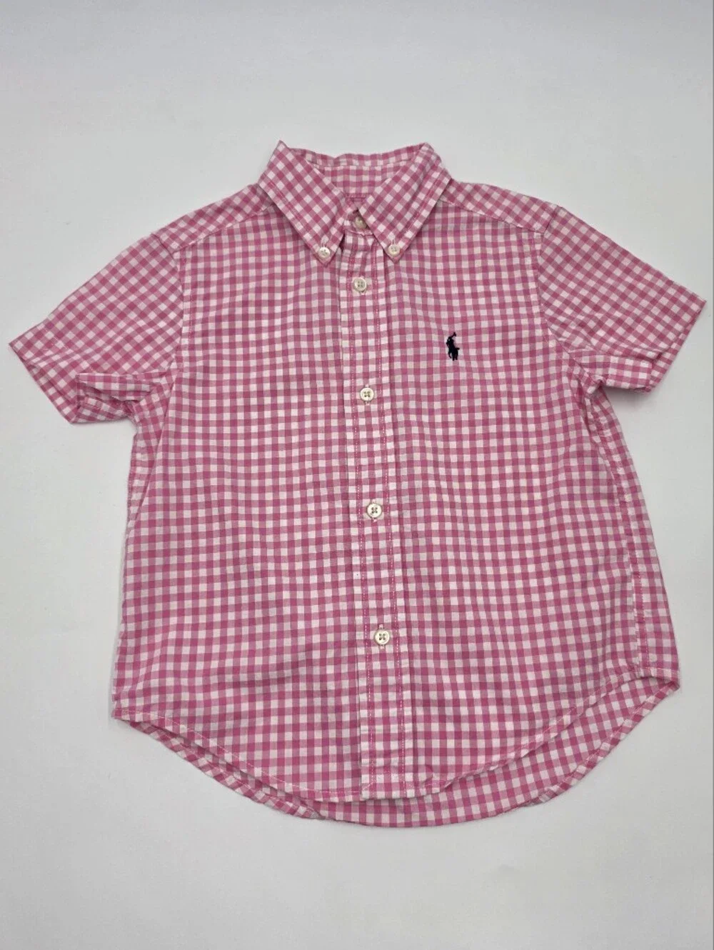 Ralph Lauren boys' pink gingham short-sleeved button down shirt size 2T